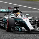 Pole sitter Lewis Hamilton (GBR) Mercedes-Benz F1 W08 Hybrid celebrates in parc ferme at Formula One World Championship, Rd16, Japanese Grand Prix, Qualifying, Suzuka, Japan, Saturday 7 October 2017. © Mark Sutton/Sutton Images