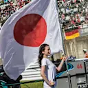 Grid girl with the flag of Japan at Formula One World Championship, Rd16, Japanese Grand Prix, Race, Suzuka, Japan, Sunday 8 October 2017. © Manuel Goria/Sutton Images