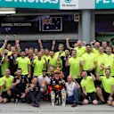 Race winner Max Verstappen (NED) Red Bull Racing celebrates alongside Christian Horner (GBR) Red Bull Racing Team Principal, Dr Helmut Marko (AUT) Red Bull Motorsport Consultant, Daniel Ricciardo (AUS) Red Bull Racing, the team and the trophies at Formula