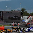 Jolyon Palmer (GBR) Renault Sport F1 Team RS17 and Marcus Ericsson (SWE) Sauber C36 battle at Formula One World Championship, Rd15, Malaysian Grand Prix, Race, Sepang, Malaysia, Sunday 1 October 2017. © Kym Illman/Sutton Images