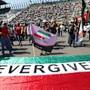 Fans with 'Never Give Up' Mexican banner and flag of Sergio Perez (MEX) Force India and at Formula One World Championship, Rd18, Mexican Grand Prix, Qualifying, Circuit Hermanos Rodriguez, Mexico City, Mexico, Saturday 28 October 2017. © Mirko Stange/Sutton Images