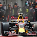 Max Verstappen (NED) Red Bull Racing RB13 makes a pitstop at Formula One World Championship, Rd18, Mexican Grand Prix, Race, Circuit Hermanos Rodriguez, Mexico City, Mexico, Sunday 29 October 2017. © Mirko Stange/Sutton Images