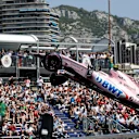 The crashed car of Esteban Ocon (FRA) Force India VJM10 is recovered in FP3 at Formula One World Championship, Rd6, Monaco Grand Prix, Qualifying, Monte-Carlo, Monaco, Saturday 27 May 2017. © Sutton Images