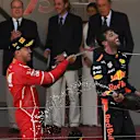 Race winner Sebastian Vettel (GER) Ferrari and Daniel Ricciardo (AUS) Red Bull Racing celebrate on the podium with the champagne at Formula One World Championship, Rd6, Monaco Grand Prix, Race, Monte-Carlo, Monaco, Sunday 28 May 2017. © Sutton Images