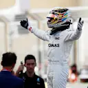 Pole sitter Lewis Hamilton (GBR) Mercedes AMG F1 Celebrates in parc ferme at Formula One World Championship, Rd17, United States Grand Prix, Qualifying, Circuit of the Americas, Austin, Texas, USA, Saturday 21 October 2017. © Zak Mauger/LAT/Sutton Images