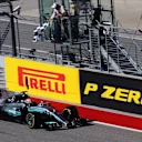 Race winner Lewis Hamilton (GBR) Mercedes-Benz F1 W08 Hybrid takes the chequered flag at Formula One World Championship, Rd17, United States Grand Prix, Race, Circuit of the Americas, Austin, Texas, USA, Sunday 22 October 2017. © Kym Illman/Sutton Images