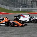 Stoffel Vandoorne (BEL) McLaren MCL32 and Lance Stroll (CDN) Williams FW40 battle at Formula One World Championship, Rd17, United States Grand Prix, Race, Circuit of the Americas, Austin, Texas, USA, Sunday 22 October 2017. © Mark Sutton/Sutton Images