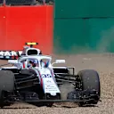 Sergey Sirotkin (RUS) Williams FW41 spins into thje gravel in FP1 at Formula One World Championship, Rd10, British Grand Prix, Practice, Silverstone, England, Friday 6 July 2018. © Steven Tee/LAT/Sutton Images
