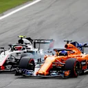 Kevin Magnussen, Haas F1 Team VF-18 and Fernando Alonso, McLaren MCL33 battle in Q2 at Formula One World Championship, Rd14, Italian Grand Prix, Qualifying, Monza, Italy, Saturday 1 September 2018. © Sam Bloxham/LAT/Sutton Images