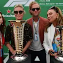 Riviera cast members Roxane Duran, Julia Stiles and Lena Olin at Formula One World Championship, Rd14, Italian Grand Prix, Race, Monza, Italy, Sunday 2 September 2018. © Mark Sutton/Sutton Images