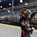 Max Verstappen, Red Bull Racing celebrates in parc ferme at Formula One World Championship, Rd15, Singapore Grand Prix, Qualifying, Marina Bay Circuit, Singapore, Saturday 15 September 2018.
