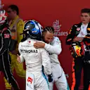 Race winner Lewis Hamilton (GBR) Mercedes-AMG F1 and Valtteri Bottas (FIN) Mercedes-AMG F1 celebrate in parc ferme at Formula One World Championship, Rd5, Spanish Grand Prix, Race, Barcelona, Spain, Sunday 13 May 2018. © Mark Sutton/Sutton Images