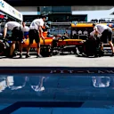 RED BULL RING, AUSTRIA - JUNE 29: Carlos Sainz, McLaren MCL34, in the pits during Qualifying during the Austrian GP at Red Bull Ring on June 29, 2019 in Red Bull Ring, Austria. (Photo by Steven Tee / LAT Images)
