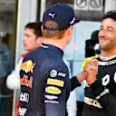 RED BULL RING, AUSTRIA - JUNE 30: Daniel Ricciardo, Renault F1 Team congratulates Race winner Max Verstappen, Red Bull Racing in Parc Ferme during the Austrian GP at Red Bull Ring on June 30, 2019 in Red Bull Ring, Austria. (Photo by Mark Sutton / Sutton Images)