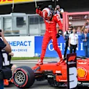 SPA-FRANCORCHAMPS, BELGIUM - AUGUST 31: Charles Leclerc, Ferrari, celebrates pole during the Belgian GP at Spa-Francorchamps on August 31, 2019 in Spa-Francorchamps, Belgium. (Photo by Jerry Andre / LAT Images)