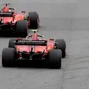SAO PAULO, BRAZIL - NOVEMBER 16: Sebastian Vettel of Germany driving the (5) Scuderia Ferrari SF90 and Charles Leclerc of Monaco driving the (16) Scuderia Ferrari SF90 on track during final practice for the F1 Grand Prix of Brazil at Autodromo Jose Carlos Pace on November 16, 2019 in Sao Paulo, Brazil. (Photo by Charles Coates/Getty Images)