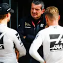 SHANGHAI INTERNATIONAL CIRCUIT, CHINA - APRIL 13: Romain Grosjean, Haas F1, Guenther Steiner, Team Principal, Haas F1, and Kevin Magnussen, Haas F1 during the Chinese GP at Shanghai International Circuit on April 13, 2019 in Shanghai International Circuit, China. (Photo by Andy Hone / LAT Images)