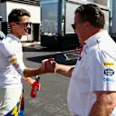 CIRCUIT PAUL RICARD, FRANCE - JUNE 22: Lando Norris, McLaren, is congratulated on a job well done in Qualifying by Zak Brown, Executive Director, McLaren during the French GP at Circuit Paul Ricard on June 22, 2019 in Circuit Paul Ricard, France. (Photo by Andy Hone / LAT Images)