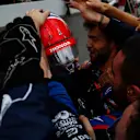 HOCKENHEIMRING, GERMANY - JULY 28: Daniil Kvyat, Toro Rosso, 3rd position, celebrates with his team during the German GP at Hockenheimring on July 28, 2019 in Hockenheimring, Germany. (Photo by Andy Hone / LAT Images)