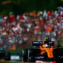 HUNGARORING, HUNGARY - AUGUST 04: Lando Norris, McLaren MCL34, leads Valtteri Bottas, Mercedes AMG W10 during the Hungarian GP at Hungaroring on August 04, 2019 in Hungaroring, Hungary. (Photo by Andy Hone / LAT Images)
