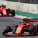 MEXICO CITY, MEXICO - OCTOBER 27: Charles Leclerc of Monaco driving the (16) Scuderia Ferrari SF90 leads Sebastian Vettel of Germany driving the (5) Scuderia Ferrari SF90 on track during the F1 Grand Prix of Mexico at Autodromo Hermanos Rodriguez on October 27, 2019 in Mexico City, Mexico. (Photo by Mark Thompson/Getty Images)