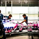 CIRCUIT DE BARCELONA-CATALUNYA, SPAIN - FEBRUARY 20: Sergio Perez, Racing Point RP19, returns to the garage during the Barcelona February testing at Circuit de Barcelona-Catalunya on February 20, 2019 in Circuit de Barcelona-Catalunya, Spain. (Photo by Glenn Dunbar / LAT Images)