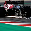 CIRCUIT DE BARCELONA-CATALUNYA, SPAIN - MARCH 01: Kimi Raikkonen, Alfa Romeo Racing C38 sparks during the Barcelona February testing II at Circuit de Barcelona-Catalunya on March 01, 2019 in Circuit de Barcelona-Catalunya, Spain. (Photo by Glenn Dunbar / LAT Images)