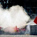 CIRCUIT DE BARCELONA-CATALUNYA, SPAIN - FEBRUARY 27: Sebastian Vettel, Ferrari SF90, crashes at Turn 3 during the Barcelona February testing II at Circuit de Barcelona-Catalunya on February 27, 2019 in Circuit de Barcelona-Catalunya, Spain. (Photo by Piotr Naskrent / LAT Images)