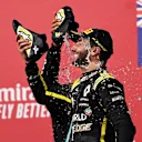 IMOLA, ITALY - NOVEMBER 01: Race winner Lewis Hamilton of Great Britain and Mercedes GP and third placed Daniel Ricciardo of Australia and Renault Sport F1 celebrate on the podium during the F1 Grand Prix of Emilia Romagna at Autodromo Enzo e Dino Ferrari on November 01, 2020 in Imola, Italy. (Photo by Lars Baron - Formula 1/Formula 1 via Getty Images)