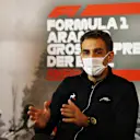 NUERBURG, GERMANY - OCTOBER 09: Renault Sport F1 Managing Director Cyril Abiteboul talks in the Team Principals Press Conference during practice ahead of the F1 Eifel Grand Prix at Nuerburgring on October 09, 2020 in Nuerburg, Germany. (Photo by Joe Portlock/Getty Images)