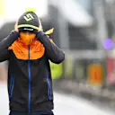 NUERBURG, GERMANY - OCTOBER 08: Lando Norris of Great Britain and McLaren F1 walks the track during previews ahead of the F1 Eifel Grand Prix at Nuerburgring on October 08, 2020 in Nuerburg, Germany. (Photo by Mark Thompson/Getty Images)
