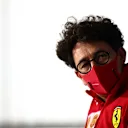 BUDAPEST, HUNGARY - JULY 17: Scuderia Ferrari Team Principal Mattia Binotto talks in the Team Principals Press Conference during practice for the F1 Grand Prix of Hungary at Hungaroring on July 17, 2020 in Budapest, Hungary. (Photo by Dan Istitene - Formula 1/Formula 1 via Getty Images)