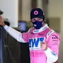 BUDAPEST, HUNGARY - JULY 18: Third place qualifier Lance Stroll of Canada and Racing Point celebrates in parc ferme during qualifying for the F1 Grand Prix of Hungary at Hungaroring on July 18, 2020 in Budapest, Hungary. (Photo by Dan Istitene - Formula 1/Formula 1 via Getty Images)