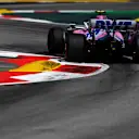BARCELONA, SPAIN - AUGUST 16: Lance Stroll of Canada driving the (18) Racing Point RP20 Mercedes on track during the F1 Grand Prix of Spain at Circuit de Barcelona-Catalunya on August 16, 2020 in Barcelona, Spain. (Photo by Rudy Carezzevoli/Getty Images)