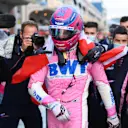 ISTANBUL, TURKEY - NOVEMBER 14: Pole position qualifier Lance Stroll of Canada and Racing Point celebrates with team members in parc ferme during qualifying ahead of the F1 Grand Prix of Turkey at Intercity Istanbul Park on November 14, 2020 in Istanbul, Turkey. (Photo by Clive Mason/Getty Images)