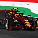 Charles Leclerc on track during FP1 in the retro-liveried Ferrari