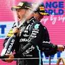 SPIELBERG, AUSTRIA - JULY 04: Second placed Valtteri Bottas of Finland and Mercedes GP celebrates on the podium during the F1 Grand Prix of Austria at Red Bull Ring on July 04, 2021 in Spielberg, Austria. (Photo by Bryn Lennon/Getty Images)