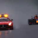 SPA, BELGIUM - AUGUST 29: The FIA Safety Car leads the field at the restart during the F1 Grand Prix of Belgium at Circuit de Spa-Francorchamps on August 29, 2021 in Spa, Belgium. (Photo by Dan Istitene - Formula 1/Formula 1 via Getty Images)