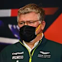 IMOLA, ITALY - APRIL 16: Otmar Szafnauer, Team Principal and Chief Executive Officer of Aston Martin F1 Team talks in the Team Principals Press Conference during practice ahead of the F1 Grand Prix of Emilia Romagna at Autodromo Enzo e Dino Ferrari on April 16, 2021 in Imola, Italy. (Photo by Clive Mason/Getty Images)