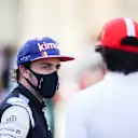 BUDAPEST, HUNGARY - JULY 31: Fernando Alonso of Alpine F1 and Spain chats with Carlos Sainz of Ferrari and Spain  during qualifying ahead of the F1 Grand Prix of Hungary at Hungaroring on July 31, 2021 in Budapest, Hungary. (Photo by Peter Fox/Getty Images)