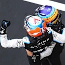 BUDAPEST, HUNGARY - AUGUST 01: Race winner Esteban Ocon of France and Alpine F1 Team and fifth placed Fernando Alonso of Spain and Alpine F1 Team celebrate in parc ferme during the F1 Grand Prix of Hungary at Hungaroring on August 01, 2021 in Budapest, Hungary. (Photo by Bryn Lennon/Getty Images)