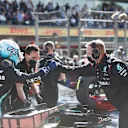 MEXICO CITY, MEXICO - NOVEMBER 06: Pole position qualifier Valtteri Bottas of Finland and Mercedes GP celebrates in parc ferme during qualifying ahead of the F1 Grand Prix of Mexico at Autodromo Hermanos Rodriguez on November 06, 2021 in Mexico City, Mexico. (Photo by Francisco Guasco - Pool/Getty Images)