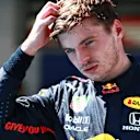 BARCELONA, SPAIN - MAY 08: Second place qualifier Max Verstappen of Netherlands and Red Bull Racing looks on in parc ferme during qualifying for the F1 Grand Prix of Spain at Circuit de Barcelona-Catalunya on May 08, 2021 in Barcelona, Spain. (Photo by Mark Thompson/Getty Images)
