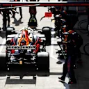 SPIELBERG, AUSTRIA - JUNE 27: Sergio Perez of Mexico driving the (11) Red Bull Racing RB16B Honda makes a pitstop during the F1 Grand Prix of Styria at Red Bull Ring on June 27, 2021 in Spielberg, Austria. (Photo by Mario Renzi - Formula 1/Formula 1 via Getty Images)