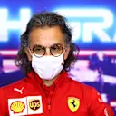 ISTANBUL, TURKEY - OCTOBER 08: Laurent Mekies, Scuderia Ferrari Sporting Director talks in the Team Principals Press Conference during practice ahead of the F1 Grand Prix of Turkey at Intercity Istanbul Park on October 08, 2021 in Istanbul, Turkey. (Photo by Dan Istitene/Getty Images)