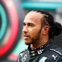 ISTANBUL, TURKEY - OCTOBER 09: Pole position qualifier Lewis Hamilton of Great Britain and Mercedes GP celebrates in parc ferme during qualifying ahead of the F1 Grand Prix of Turkey at Intercity Istanbul Park on October 09, 2021 in Istanbul, Turkey. (Photo by Umit Bektas - Pool/Getty Images)