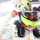 ISTANBUL, TURKEY - OCTOBER 09: Sergio Perez of Mexico and Red Bull Racing prepares to drive in the garage during qualifying ahead of the F1 Grand Prix of Turkey at Intercity Istanbul Park on October 09, 2021 in Istanbul, Turkey. (Photo by Mark Thompson/Getty Images)