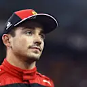 ABU DHABI, UNITED ARAB EMIRATES - NOVEMBER 19: Third placed qualifier Charles Leclerc of Monaco and Ferrari reacts in parc ferme during qualifying ahead of the F1 Grand Prix of Abu Dhabi at Yas Marina Circuit on November 19, 2022 in Abu Dhabi, United Arab Emirates. (Photo by Dan Istitene - Formula 1/Formula 1 via Getty Images)