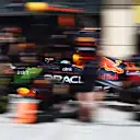 BAHRAIN, BAHRAIN - MARCH 12: Sergio Perez of Mexico driving the (11) Oracle Red Bull Racing RB18 makes a pitstop during Day Three of F1 Testing at Bahrain International Circuit on March 12, 2022 in Bahrain, Bahrain. (Photo by Mark Thompson/Getty Images)