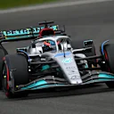 SPA, BELGIUM - AUGUST 26: George Russell of Great Britain driving the (63) Mercedes AMG Petronas F1 Team W13 on track during practice ahead of the F1 Grand Prix of Belgium at Circuit de Spa-Francorchamps on August 26, 2022 in Spa, Belgium. (Photo by Dan Mullan/Getty Images)